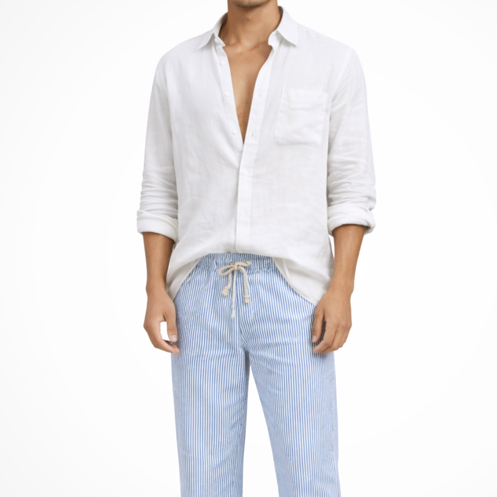 Roman | Men Relaxed Fit Long Sleeve Linen Button Down Shirt