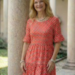 Thalwynne | Polka Dot Tiered Midi Dress Short Sleeve