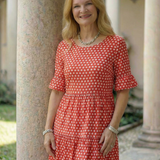 Thalwynne | Polka Dot Tiered Midi Dress Short Sleeve