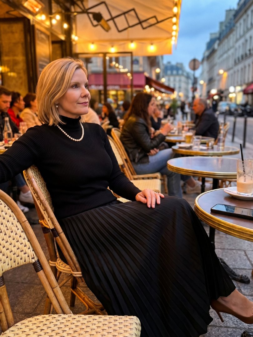 Serandra | Knit Top Pleated Skirt Midi Dress