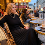 Serandra | Knit Top Pleated Skirt Midi Dress