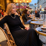 Serandra | Knit Top Pleated Skirt Midi Dress