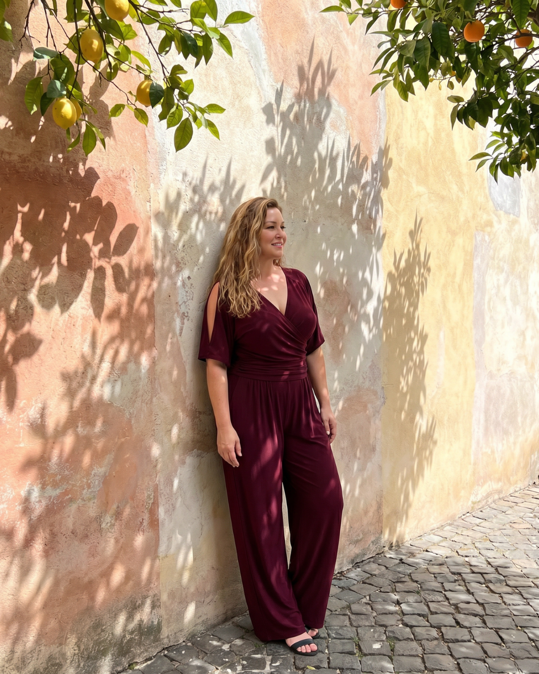 Noretta | Cold Shoulder Wrap Waist Relaxed Jumpsuit