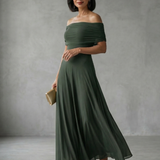Vidabeth | Off Shoulder Draped Midi Dress