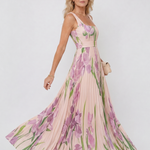 Camwen | Pleated Sleeveless Square Neck Midi Dress