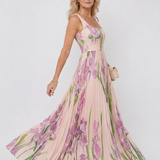 Camwen | Pleated Sleeveless Square Neck Midi Dress
