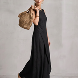 Corthea | Asymmetric Layered Round Neck Maxi Dress