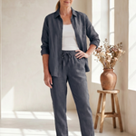 Elisette | Long Sleeve Shirt Tapered Pants Set