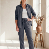 Elisette | Long Sleeve Shirt Tapered Pants Set