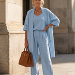 Theassa | Three Piece Relaxed Top Pant Set