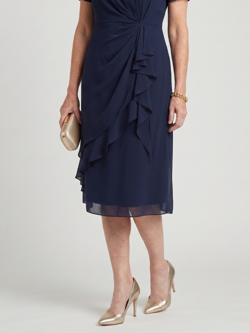 Callassa | Short Sleeve Layered Hem Midi Dress