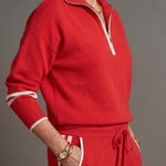 Della | Zip Neck Long Sleeve Side Stripe Leg Pants Set