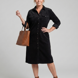 Kalney | Long Sleeve Patch Pockets Midi Dress