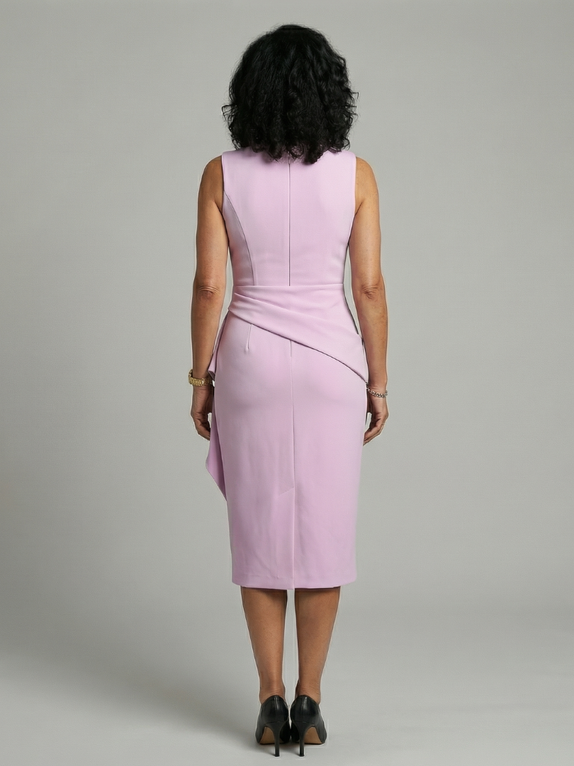 Esmenia | Asymmetric Drape Midi Dress