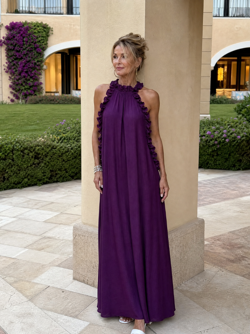 Giania | Sleeveless Ruffle Neck Maxi Dress