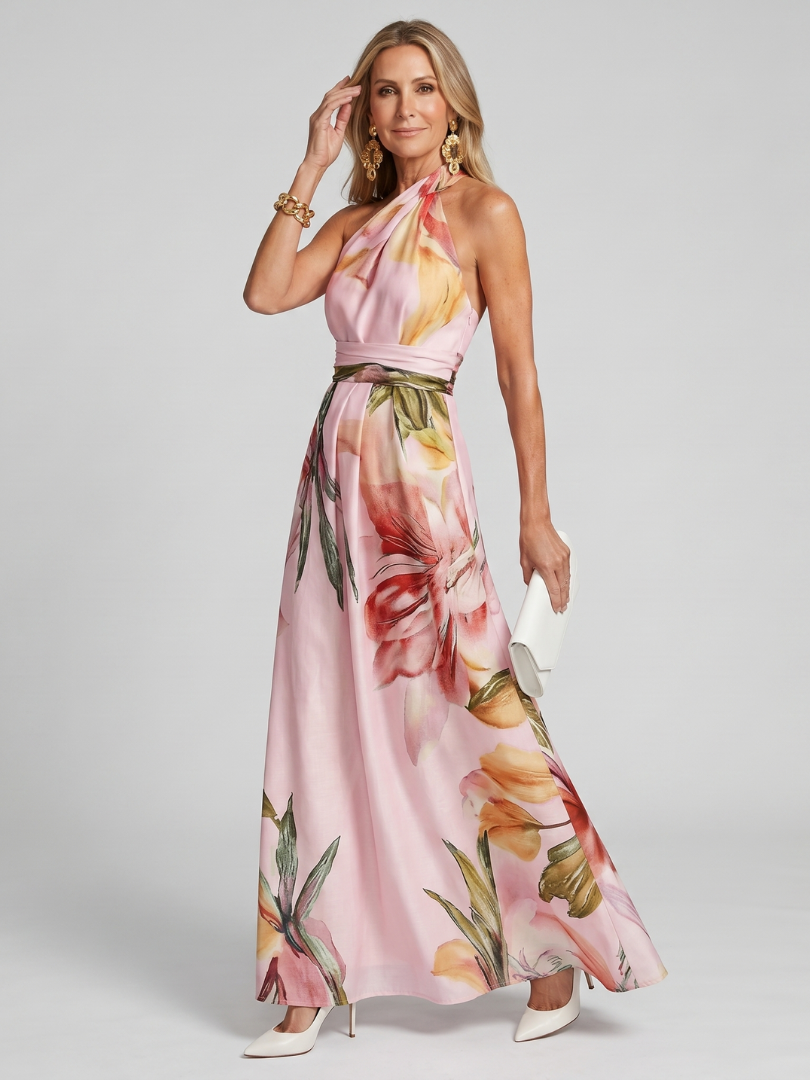 Isassa | Soft Halter Flowing Skirt Maxi Dress
