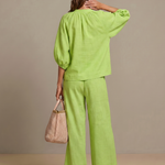 Halrin | Zip Front Blouson Top Wide Leg Set