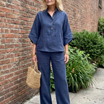 Frebeth | Button Front Relaxed Tunic Trouser Set