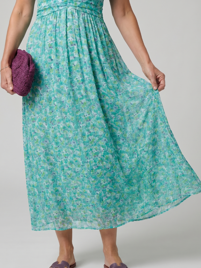 Mirawynne | Short Sleeve Ditsy Floral Print Midi Dress