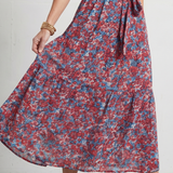 Tesdra | High Neck Floral Tiered Midi Dress