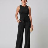 Dorney | Sleeveless Smooth Wide Leg Pants Set