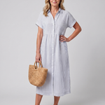 Roslora | Short Sleeve Stripe Pattern Midi Dress