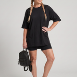 Clasia | Short Sleeve Crew Neck Top And Biker Shorts Set