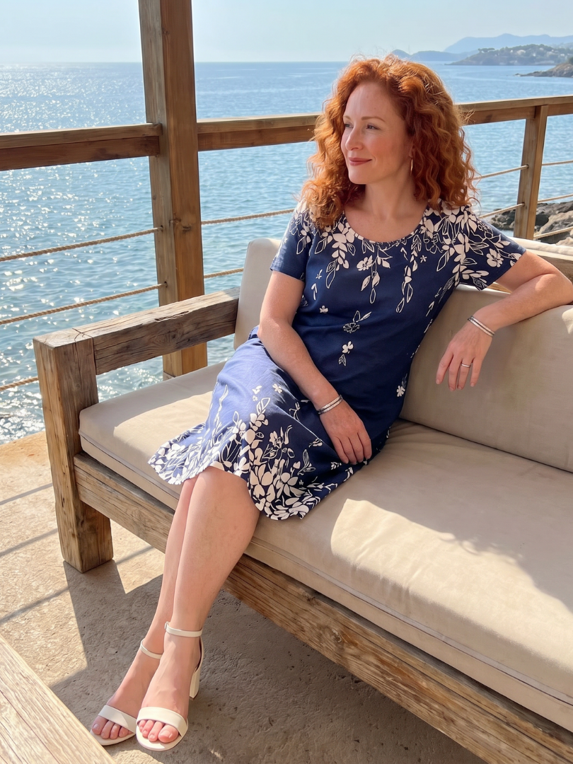 Gretala | Short Sleeve Floral Border Mini Dress