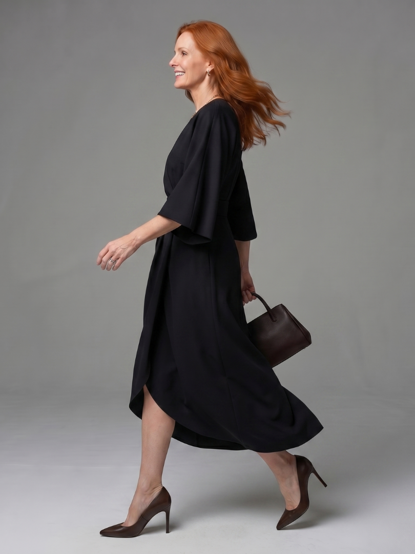 Dorsette | Sculpted Waist Panel Midi Dress