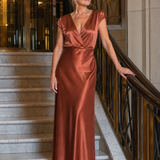 Dellora | Cap Sleeve Wrap Bodice Maxi Dress