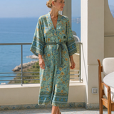 Fiossa | Floral Satin Wrap Lounge Robe