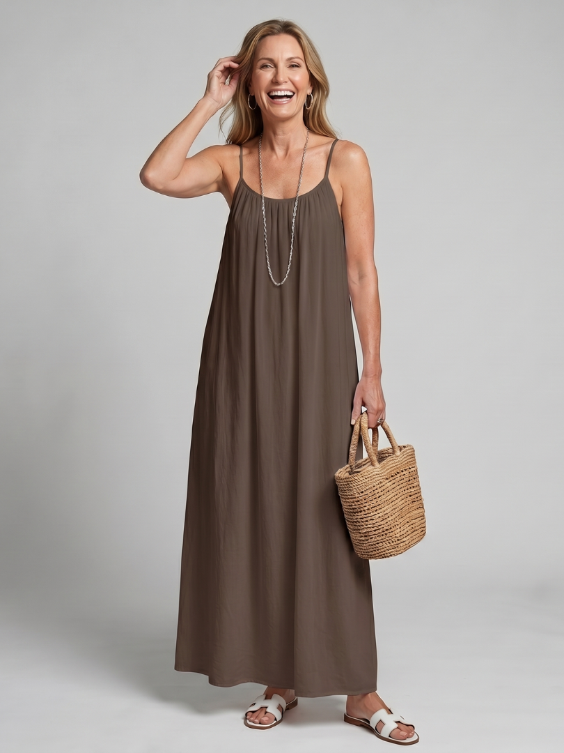 Lunine | Gathered Neckline Silhouette Loose Lounge Dress