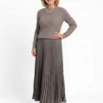 Serandra | Knit Top Pleated Skirt Midi Dress