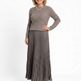 Serandra | Knit Top Pleated Skirt Midi Dress