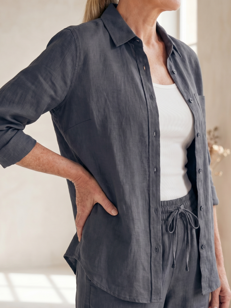 Elisette | Long Sleeve Shirt Tapered Pants Set