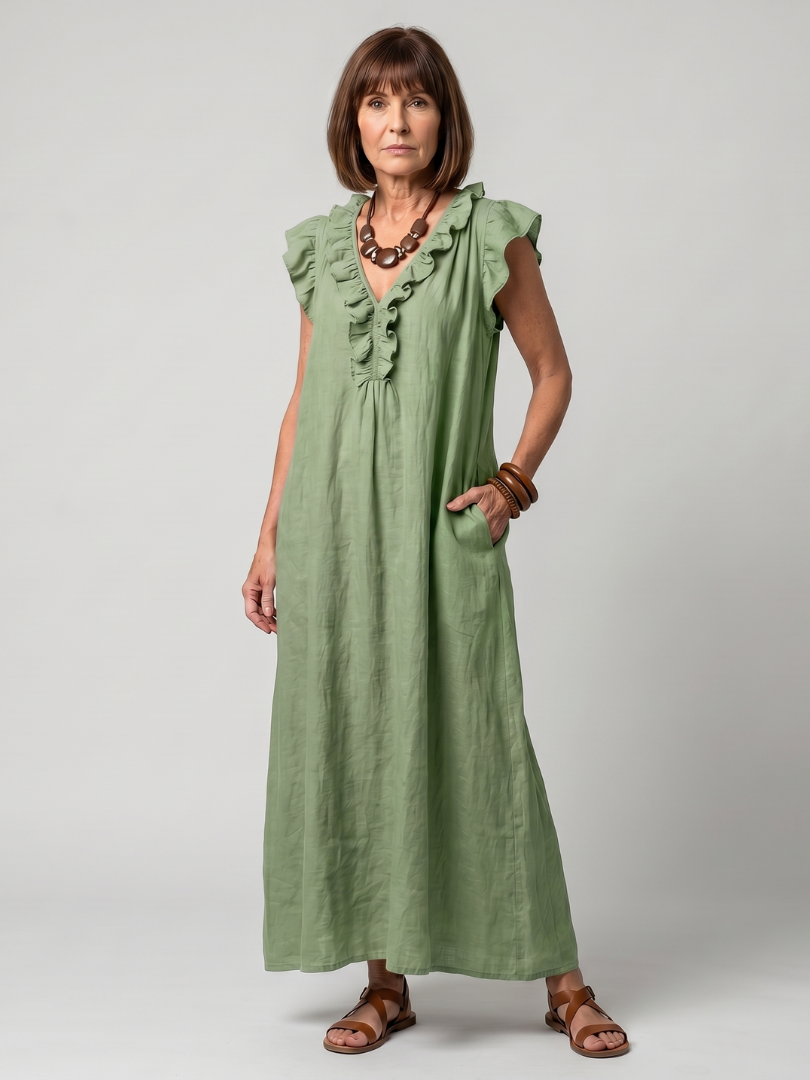 Temrose | Sleeveless Ruffle Trim Midi Dress