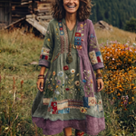 Fiodra | Embroidered Panel Long Sleeve Midi Dress