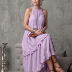 Vidassa | Tiered Ruffle Halter Maxi Dress
