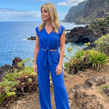 Maelette | Simple V Neck Strap Short Top Wide-leg Pants Sets