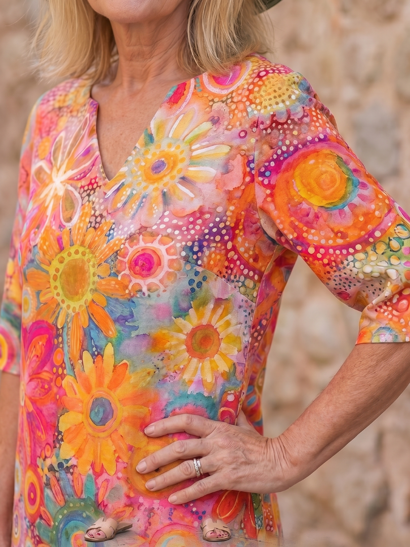 Milbelle | Multicolor Floral Pattern Knee Length Dress
