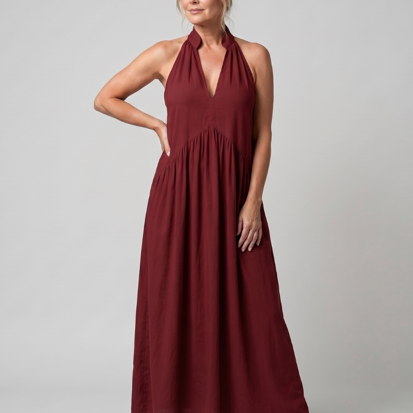 Elibelle | Halter Neck Relaxed Flowing Silhouette Midi Dress