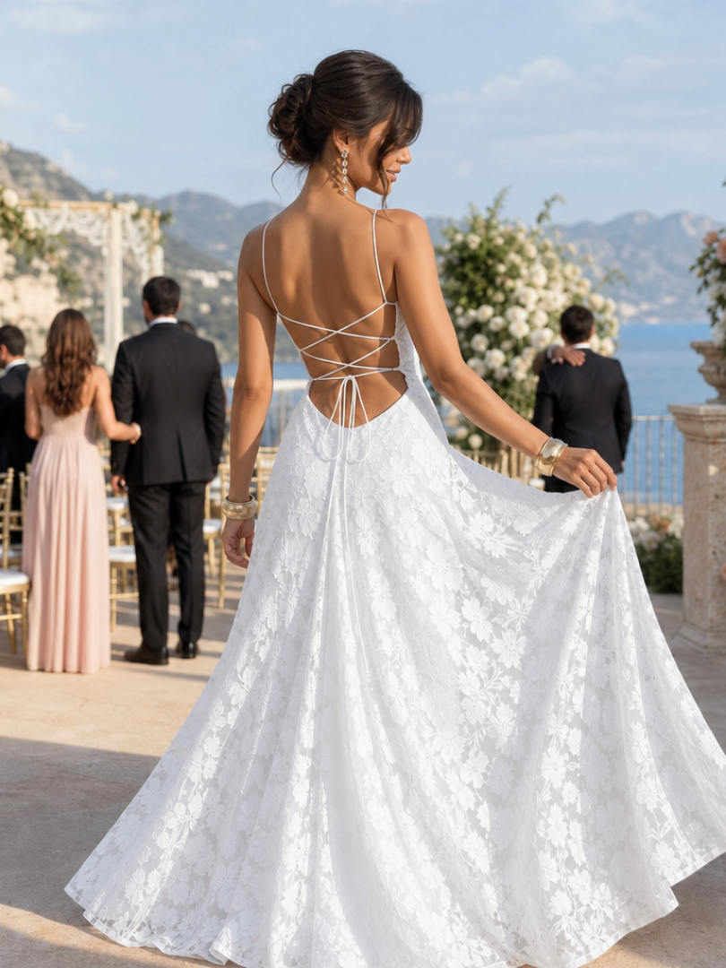 Fiorin | Spaghetti Strap Full Lace Maxi Dress