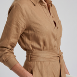 Marenney | Long Sleeve Button Front Wide Leg Jumpsuit