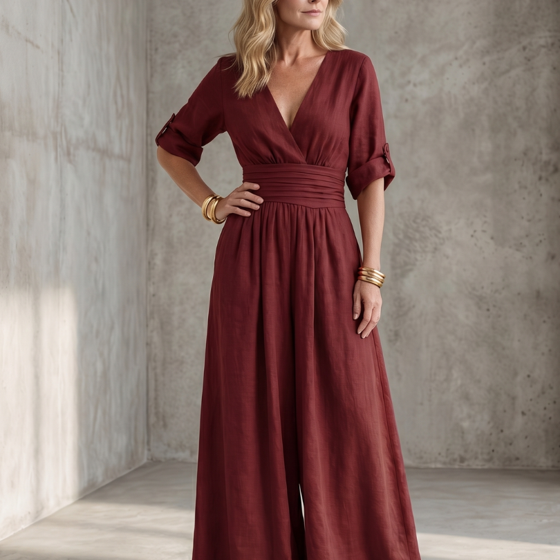 Wrennamae | Cross Front Wide Leg Jumpsuit