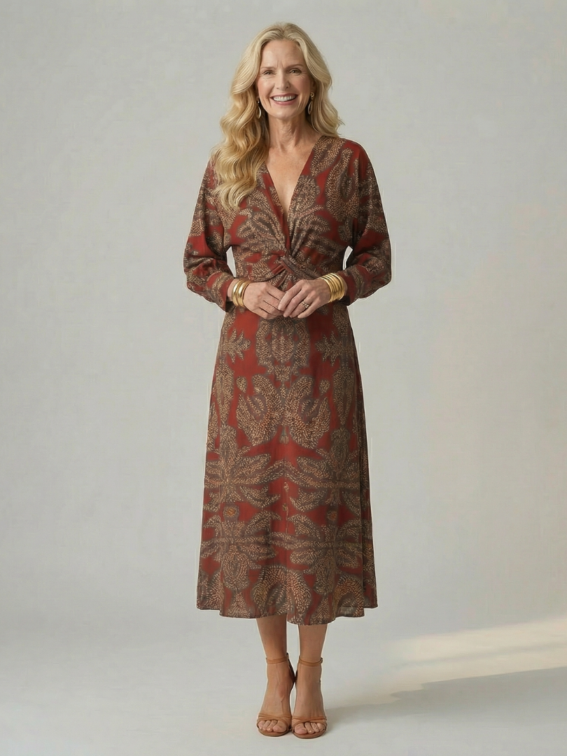 Linnsette | Natural Wrap Midi Dress
