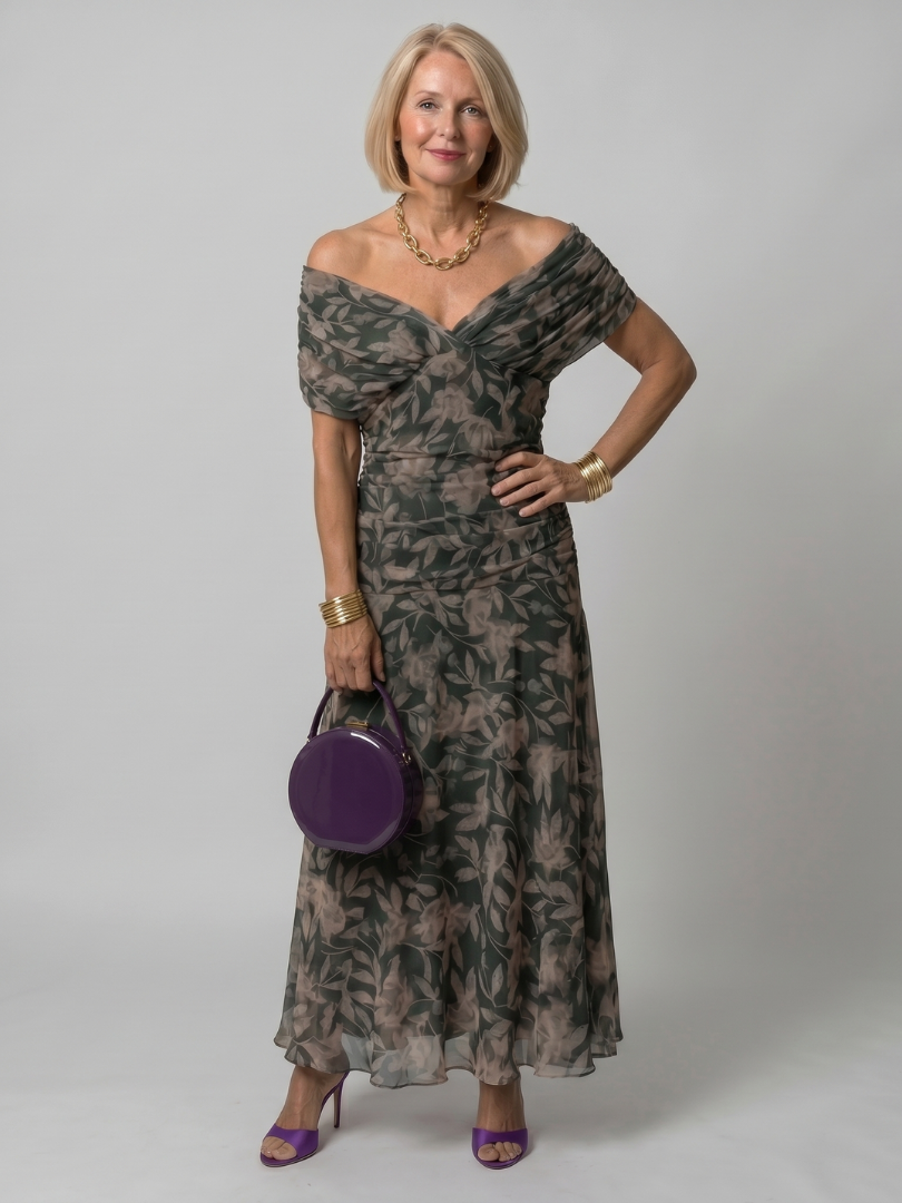 Calmarie | Off Shoulder Flow Midi Dress