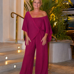 Nevsia | Draped Off Shoulder Top And Wide Leg Pants Set