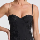 Casmae | Embroidered Strap Fitted Maxi Dress