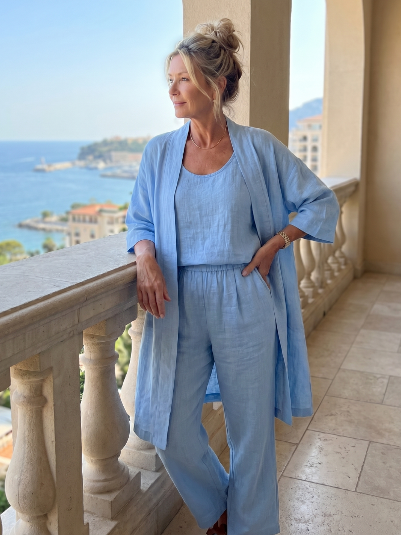 Theassa | Three Piece Relaxed Top Pant Set