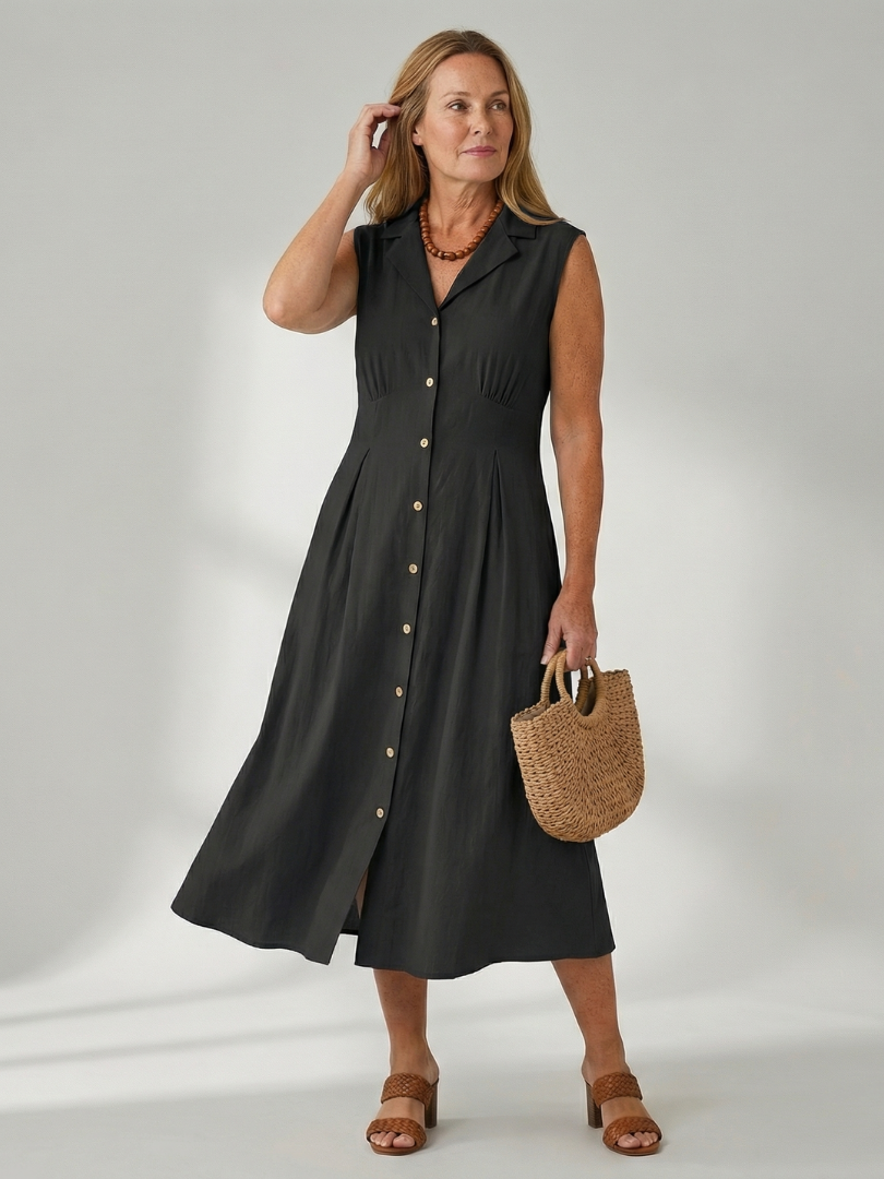 Tesbeth | Stack Button Midi Dress